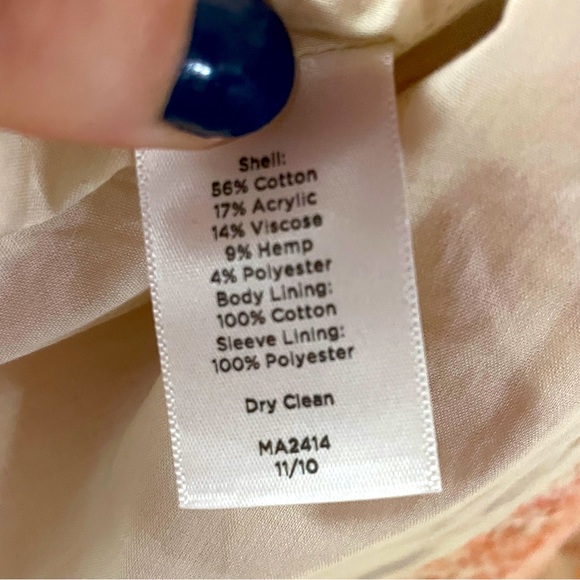 NWT Talbots Pink Orange And White Plaid Boucle Open Jacket Sz 2 - Picture 5 of 6